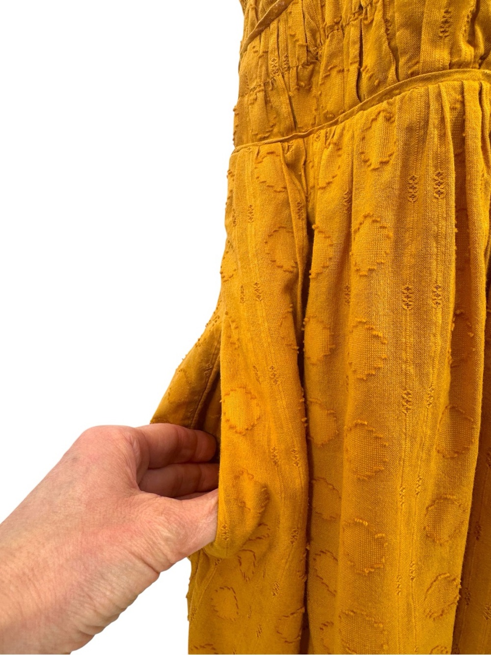 Anthropologie Peregrine Smocked Ruffle Midi Dress Size Medium Pockets - Picture 7 of 12